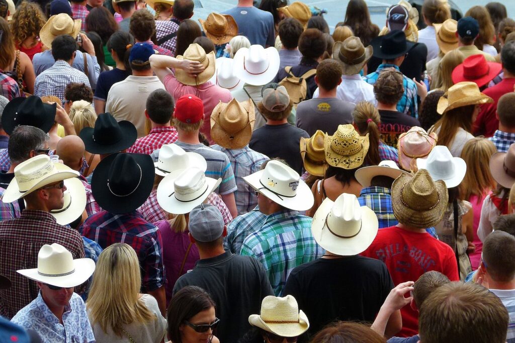 Calgary Stampede - crowd, heads, hats